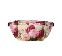 Riñonera con flores de peonía, bolsa cruzada ajustable para hombres y mujeres, correr, senderismo, escalada, gimnasio, bicicleta estática, etc., Black, Talla única