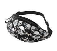 Riñonera con fondo de calavera para correr, senderismo, viajes, entrenamiento, pasear al perro, deportes, pesca, riñonera, Black, Talla única