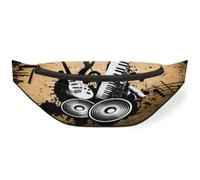 Riñonera con fondo de música para mujeres, hombres, niñas, niños, niños, estampado musical, riñonera, bolsa de cinturón para viajes, deportes, correr, color, M