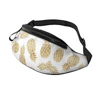 Riñonera con fondo de piña dorada para correr, senderismo, viajes, entrenamiento, pasear al perro, deportes, pesca, riñonera, Black, Talla única