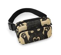 Riñonera con forma de corazón de gato para mujeres y hombres, impermeable, con cinturón ajustable, bolsa cruzada casual, bolsa de viaje para deportes, correr, ciclismo, color blanco, 20 x 13 cm, color