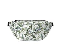 Riñonera con hojas de eucalipto verde, bolsa cruzada ajustable para hombres y mujeres, correr, senderismo, escalada, gimnasio, bicicleta estática, etc., Black, Talla única