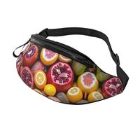 Riñonera con impresión de pintura de paisaje, fibra de poliéster de alta densidad, conveniente y flexible, adecuada para el uso diario, Imagen de frutas, Talla única