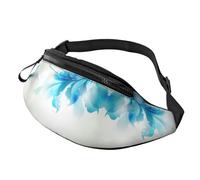 Riñonera con impresión de pintura de paisaje, fibra de poliéster de alta densidad, conveniente y flexible, adecuada para el uso diario, Sombras Azules Flores Ombre, Talla única