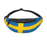 Riñonera con la bandera de Suecia para viajes, correr, manos libres | Poliéster duradero. Correa ajustable. Bolsillo para teléfono. Ideal para viajes.