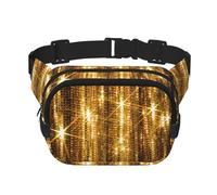 Riñonera con lentejuelas doradas brillantes para mujeres y hombres, riñonera de moda para viajes, senderismo, Black, Talla única