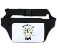 Riñonera con logotipo de Halloween con texto en inglés "I'm here for The Boo", 100% espeluznante, color blanco, White, Talla única