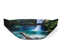 Riñonera con paisaje de cascada tropical para mujeres, hombres, niñas, niños, paisaje, selva, riñonera, riñonera, bolsa para viajes, deportes, correr, color, M