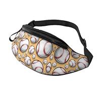 Riñonera con patrón de béisbol para correr, senderismo, viajes, entrenamiento, pasear al perro, deportes, pesca, riñonera, Black, Talla única