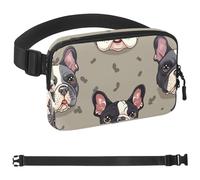 Riñonera con patrón de cabeza de bulldog francés para mujeres y hombres, riñonera cruzada con bolsillos con cremallera, riñonera impermeable con correa ajustable para entrenamiento, correr, viajar,
