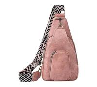 Riñonera con patrón de color sólido con bolsa de piel sintética, bolsa de hombro, bolsa de viaje, deportes, bolsa de hombro portátil para hombre, Pink, Talla única