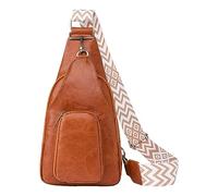 Riñonera con patrón de color sólido con bolsa de piel sintética, bolsa de hombro, bolsa de viaje, deportes, bolsa de hombro portátil de cuero para hombre, Brown, Talla única, Mochilas