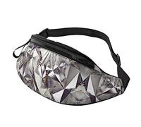Riñonera con patrón de cristal de diamante abstracto con purpurina para correr, senderismo, viajes, entrenamiento, pasear al perro, deportes, pesca, riñonera, Black, Talla única