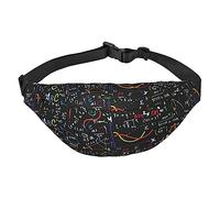 Riñonera con patrón de fórmulas matemáticas escritas a mano para hombres y mujeres, cinturón ajustable, riñonera para rave, bolsa de viaje, Black, Talla única, Cinturón de dinero