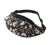Riñonera con patrón de guitarra para correr, senderismo, viajes, entrenamiento, pasear al perro, deportes, pesca, riñonera, Black, Talla única