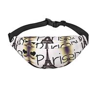Riñonera con patrón de murciélago para hombres y mujeres, bolsa cruzada grande, con cinturones ajustables, Torre Eiffel Love Paris, Talla única