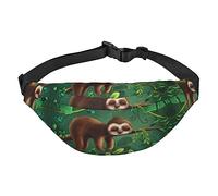 Riñonera con patrón de murciélago para hombres y mujeres, bolsa cruzada grande, con cinturones ajustables, Lindo perezoso divertido relajante en el árbol de la selva, Talla única