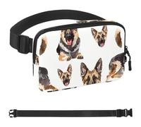 Riñonera con patrón de pastor alemán para mujeres y hombres, riñonera cruzada con bolsillos con cremallera, riñonera impermeable con correa ajustable para entrenamiento, correr, viajar, senderismo,