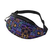 Riñonera con patrón de videojuegos, para correr, senderismo, viajes, entrenamiento, pasear al perro, deportes, pesca, riñonera, Black, Talla única