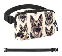 Riñonera con pintura de pastor alemán para mujeres y hombres, riñonera cruzada con bolsillos con cremallera, riñonera impermeable con correa ajustable para entrenamiento, correr, viajar, senderismo,