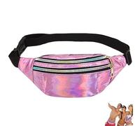 Riñonera con Purpurina, Neón, Riñonera para Niñas, Años 80 para Mujer, para Hombre, Adecuada para Deportes, Viajes Al Aire Libre (Morado)