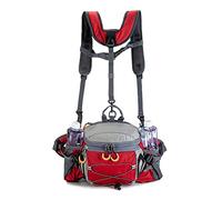 Riñonera con soporte para botella de agua, riñonera impermeable para senderismo, con 2 soportes para botellas deportivas para correr, trotar, acampar, pescar, cazar, 1