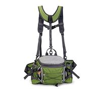 Riñonera con soporte para botella de agua, riñonera impermeable para senderismo, con 2 soportes para botellas deportivas para correr, trotar, acampar, pescar, cazar, 12