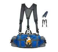 Riñonera con soporte para botella de agua, soporte para botella de agua, cangurera de senderismo con 2 soportes para botellas deportivas para correr, trotar, acampar, pescar, cazar, azul celeste,