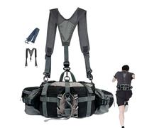 Riñonera con soporte para botella de agua, soporte para botella de agua, cangurera de senderismo con 2 soportes para botellas deportivas para correr, trotar, acampar, pescar, cazar, Black, Refer to