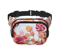 Riñonera con telón de fondo de dulce caramelo, pequeña a la moda, riñonera ligera para mujeres y hombres, correr, entrenamiento, senderismo, viajes