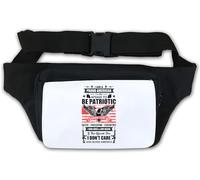 Riñonera con texto en inglés "I Am A Proud American I Am Not Afraid to Be", color blanco, White, Talla única