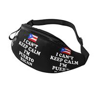 Riñonera con texto en inglés "I Can'T Keep Calm I'M Puerto Rican Cangurera ajustable para hombres y mujeres, Black, Talla única, Riñoneras