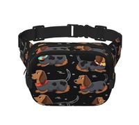 Riñonera con texto en inglés "I Love My Dog Dachshunds" para mujer, impermeable, ajustable, riñonera, casual, para correr, entrenamiento, senderismo, viajes, color negro, talla única, Black, Talla