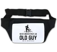 Riñonera con texto en inglés "Never Underestimate an Old Guy On A Bicycle, White, Talla única