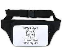 Riñonera con texto en inglés "Sorry I Have Plans with My Cat", color blanco, White, Talla única