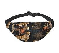 Riñonera con Texturas Tropicales de Palmeras de Leopardo de Acuarela para Hombre, riñonera Cruzada de Moda para Mujer, riñonera con Correa Ajustable