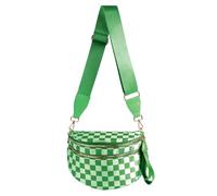 Riñonera cruzada a cuadros en blanco y negro para mujer, espaciosa riñonera a cuadros, Kelly Green Checkered, 12.8x5.6x8.8 inches, Casual