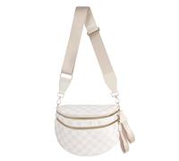 Riñonera cruzada a cuadros en blanco y negro para mujer, espaciosa riñonera a cuadros, rojo, beige (Beige Checkered), 12.8x5.6x8.8 inches, Casual