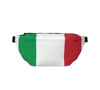 Riñonera cruzada con bandera de Italia. Gran capacidad, impermeable y resistente al polvo, cremallera segura, adecuada para viajes y actividades al aire libre, negro, talla única