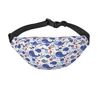 Riñonera cruzada con burbujas de caballito de mar y pez ballena para senderismo, correr, viajes, ciclismo e informal, Black, Talla única, Cinturón de dinero