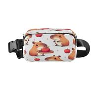 Riñonera cruzada con correa ajustable Dream Capybara Red Apple para entrenamiento, compras, viajes, senderismo