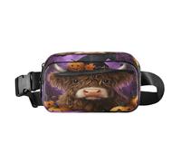 Riñonera cruzada con correa ajustable Dream Highland Cow Pumpkin para entrenamiento, compras, viajes, senderismo