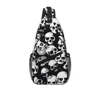 Riñonera cruzada con diseño de calavera negra para hombres y mujeres