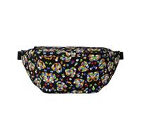 Riñonera cruzada con diseño de corazón para concienciación sobre el autismo, bolsa bandolera versátil para hombres y mujeres con bolsillos con cremallera, ideal para viajes, correr, negro, talla única