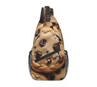 Riñonera cruzada con diseño de galletas con chispas de chocolate, bolsa de hombro, bolsa de viaje, senderismo, mochila para mujeres y hombres, Negro -, Talla única