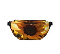Riñonera cruzada con diseño de girasol de granja. Gran capacidad, impermeable y resistente al polvo, cremallera segura, adecuada para viajes y actividades al aire libre, negro, talla única