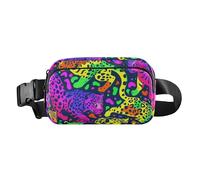 Riñonera cruzada con diseño de guepardos de color neón para mujeres, hombres, adolescentes, impermeable, esencial para viajes, con correa ajustable para entrenamiento, correr, senderismo