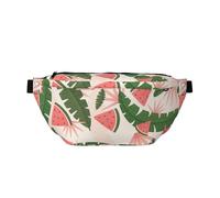 Riñonera cruzada con diseño de hojas tropicales y sandías con correa ajustable para correr, senderismo, viajes, multicolor, Talla única, Mochila de senderismo