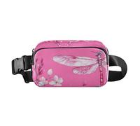 Riñonera cruzada con diseño de libélula, melocotón caliente, para mujeres, hombres, adolescentes, multiusos, con correa ajustable para compras, deportes y trabajo, Linda libélula caliente melocotón, 1