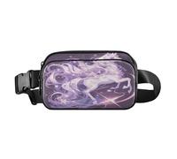 Riñonera cruzada con diseño de unicornios gigantes, color morado, para mujeres, hombres, adolescentes, gran capacidad, con correa ajustable para entrenamiento, correr, senderismo, Unicornios gigantes